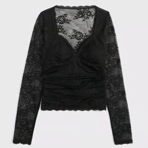 Abercrombie & Fitch women’s v neck lace mesh long sleeve top